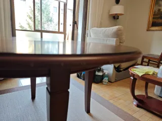 Mesa extensible de madera caoba, 150x114cm