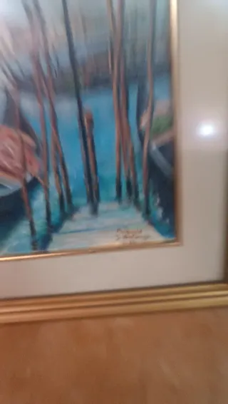 Quadro dipinto a mano Venezia Gondole