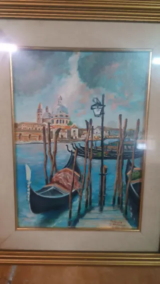 Quadro dipinto a mano Venezia Gondole
