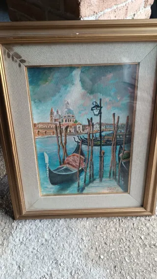 Quadro dipinto a mano Venezia Gondole