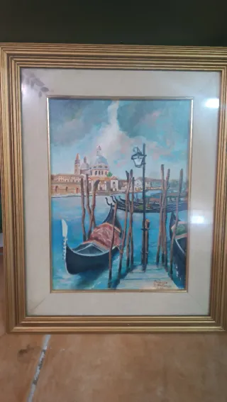 Quadro dipinto a mano Venezia Gondole
