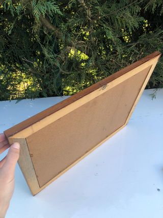 Quadro paesaggio montagna baita lago cornice