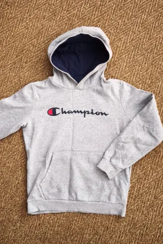 Sudadera Champion Niño Gris y Azul.