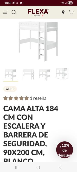 Cama alta infantil 184cm