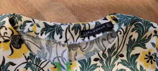 Traje floral Zara Woman verde y amarillo