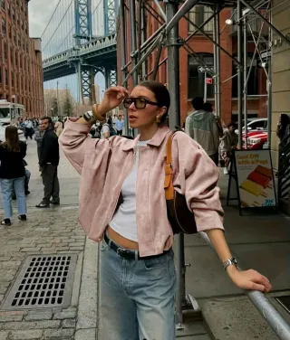 Chaqueta bomber rosa bebé