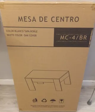 Mesa centro elevable madera blanco y roble