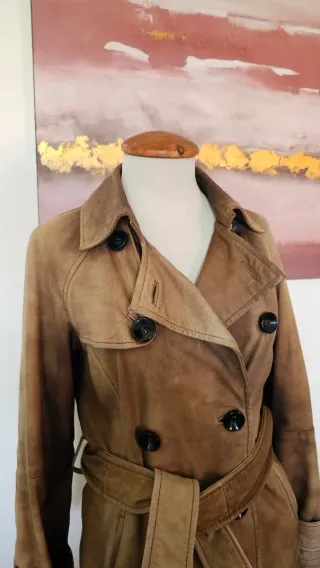 Trench Zara Piel Vintage Marrón