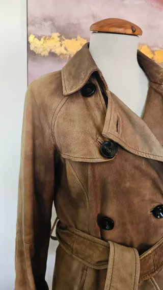 Trench Zara Piel Vintage Marrón