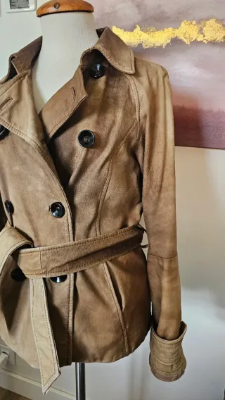 Trench Zara Piel Vintage Marrón