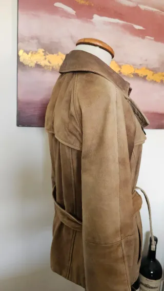 Trench Zara Piel Vintage Marrón
