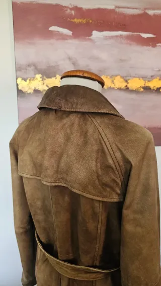 Trench Zara Piel Vintage Marrón