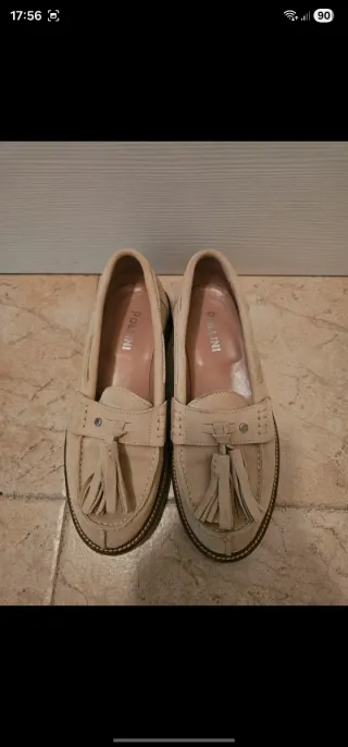 Mocassini Pollini Beige Pelle Scamosciata