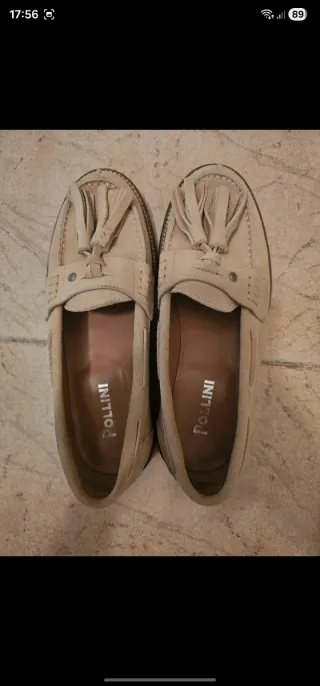 Mocassini Pollini Beige Pelle Scamosciata