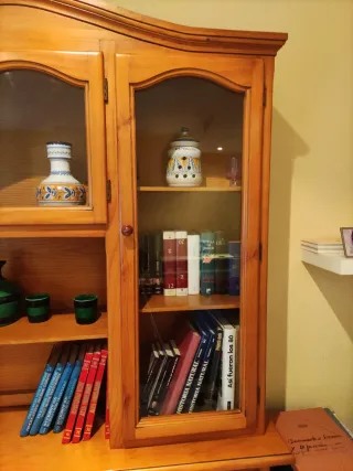 Vitrina de madera con puertas de cristal
