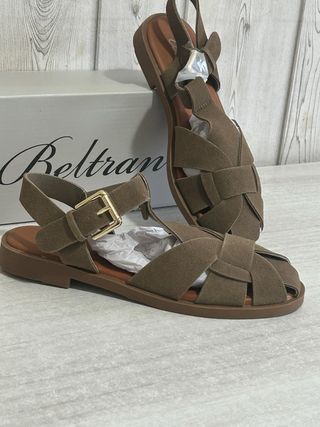 Sandali donna Beltrani intrecciati marroni