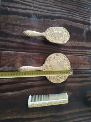 Juego de tocador vintage dorado