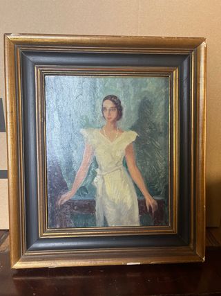 Cuadro antiguo óleo lienzo retrato mujer