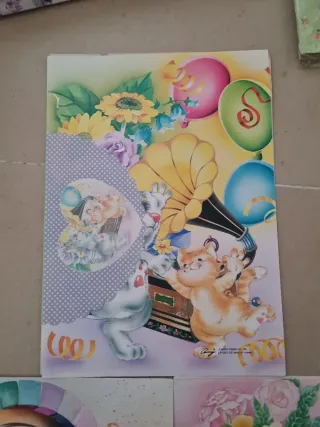 Carte profumate con gatti e fiori