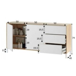 Mueble Salón Urban Plus Roble-Blanco