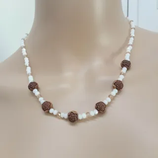 Collana Bocarol porcellana bianca e marrone