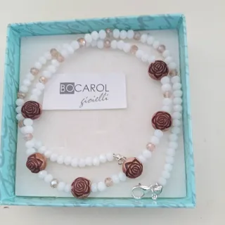 Collana Bocarol porcellana bianca e marrone