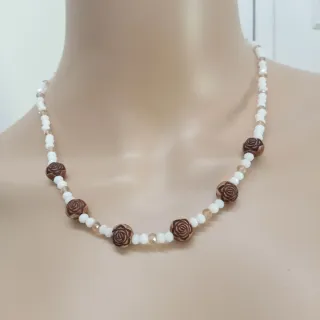 Collana Bocarol porcellana bianca e marrone