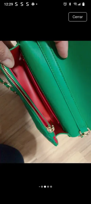 Bolso mujer verde con cadena dorada