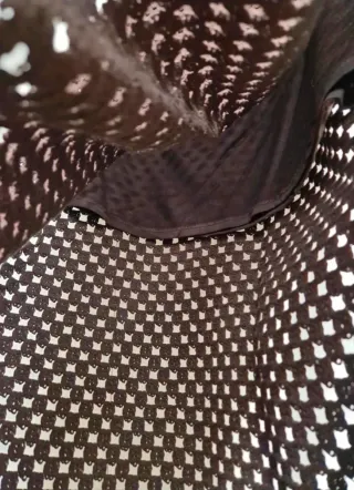 Falda Massimo Dutti punto crochet marrón