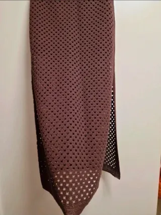 Falda Massimo Dutti punto crochet marrón