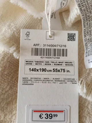 Manta beige suave zara