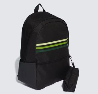 Mochila Adidas Negra con Rayas Verdes