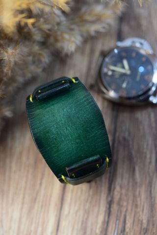 Correa de reloj militar Bund cuero verde