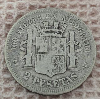 Monedas 1-2 Pesetas Plata S.XIX (4 uds)