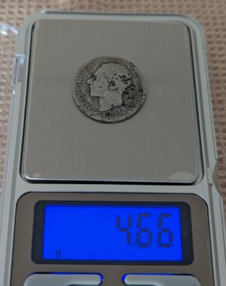 Monedas 1-2 Pesetas Plata S.XIX (4 uds)