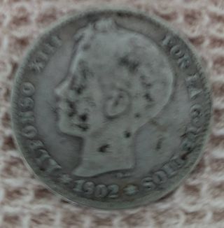 Monedas 1-2 Pesetas Plata S.XIX (4 uds)