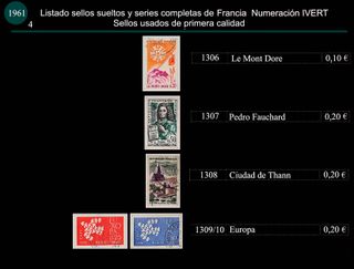 Sellos de Francia año 1961 Usados