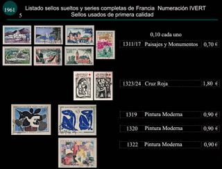 Sellos de Francia año 1961 Usados