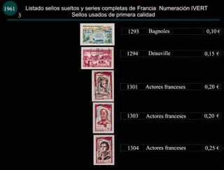 Sellos de Francia año 1961 Usados