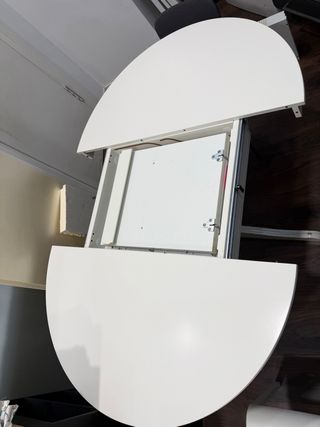 Mesa comedor extensible redonda blanca