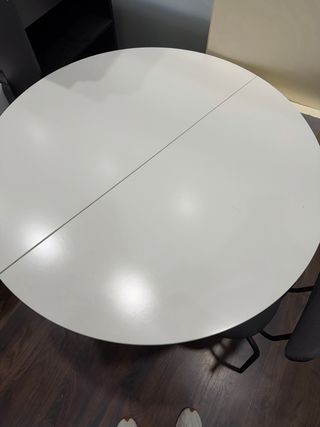 Mesa comedor extensible redonda blanca