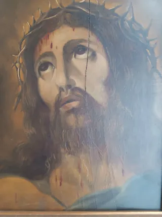 Antiguo óleo sobre tabla Ecce Homo