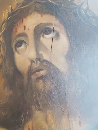Antiguo óleo sobre tabla Ecce Homo