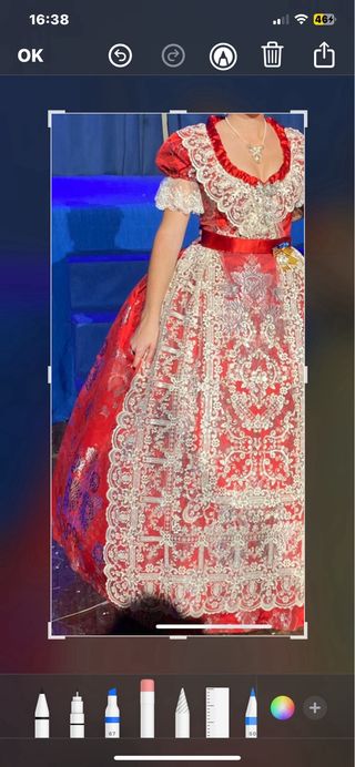 Traje de Fallera SIN MANTELETAS Rojo/Plata Talla S