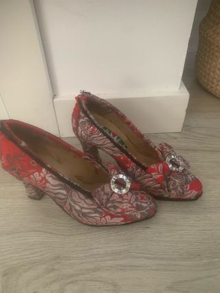 Traje de Fallera SIN MANTELETAS Rojo/Plata Talla S