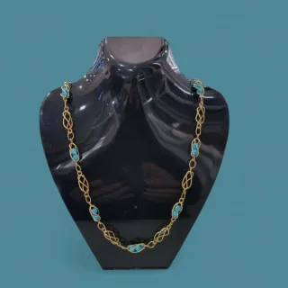 Gargantilla Goldfilled con piedras color turquesa