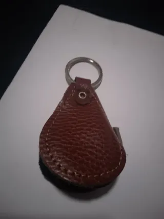 Llavero Cartera Cremallera Cuero Marrón