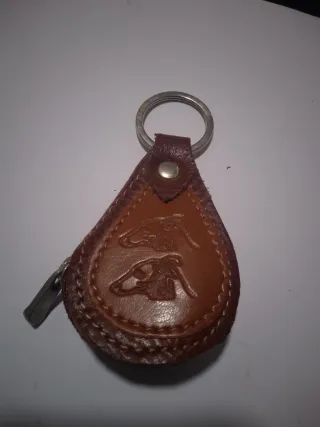 Llavero Cartera Cremallera Cuero Marrón