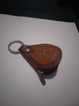 Llavero Cartera Cremallera Cuero Marrón