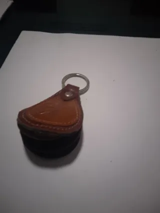 Llavero Cartera Cremallera Cuero Marrón